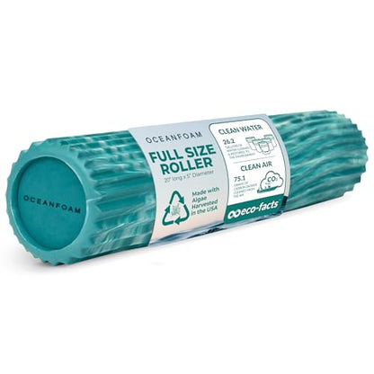 Tidal Roller - Jade & Seafoam Marbled - Muscle Massage Foam Roller for Back Pain & Stretching - Firm and Ergonomic Wide Wave Textured - Yoga, Athletics, & Wellness - Full Size, 20" x 5" - color: Jade & Seafoam Marbled