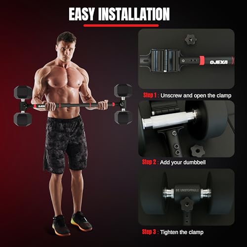 Dumbbells to Barbell Converter Set, Adjustable Weights, 200 lb Capacity, Steel Clamp, Home Gym