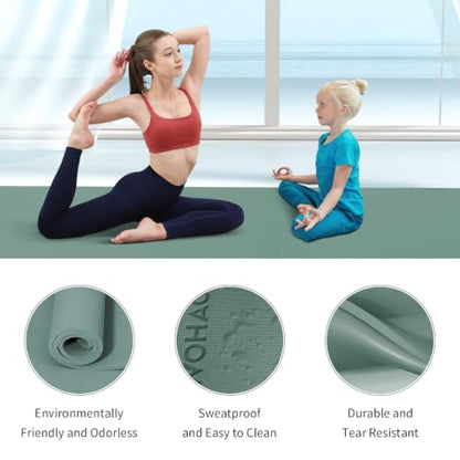 Extra Wide & Thick 8mm Yoga Mat, 72"x31.5" - color: Dark Green