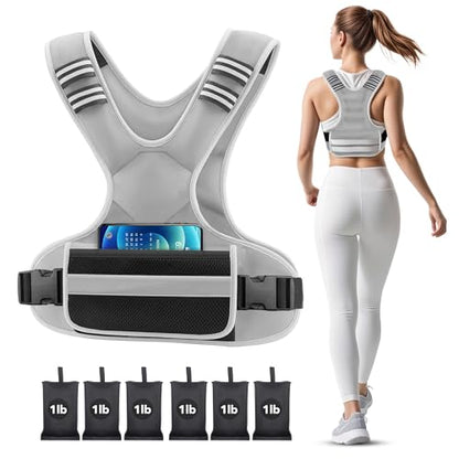 Adjustable Weighted Vest Woman 4-10lb/12-18lb/20-32lb Weighted Vest Men with 6 Ironsand Weights, Shoulder Pads and Large Pocket for Walking Running Crossfit Strength Training - color: Grey, size: 12-18lb