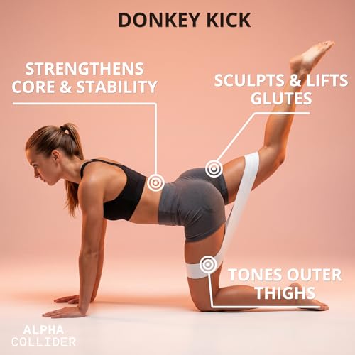 Fabric Resistance Bands - 4-Pack Booty, Hip & Leg Workout Bands for Men and Women - Non-Slip Fabric Loops with 4 Resistance Levels - Includes Mesh Carry Bag