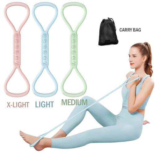 2025 Upgraded Figure 8 Resistance Band for Physical Therapy, Shoulder Back Arm Exercise Bands, 3 Resistance Levels for 15 25 35lb for Kids Adult Elderly