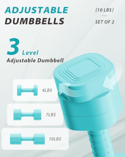 Ragebby Adjustable Dumbbell Set of 2, Weights for Men and Women at Home - color: MINT BLUE, style: 20LB(10LB Pair)