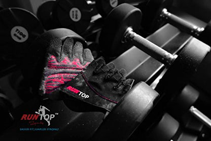 Workout Gloves Weight Lifting Grips with Silicon Padding by RUNTOP - Exercise Gloves Perfect for Women Men Cross Fitness Training WODS Weightlifting Bodybuilding Powerlifting Gym Fitness