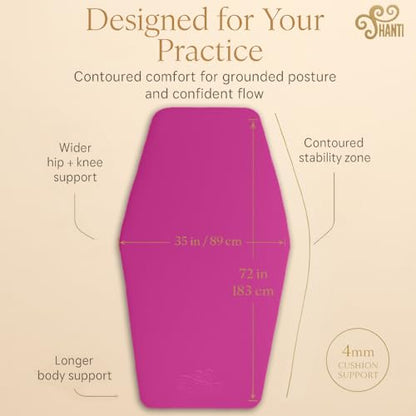 Shanti Diamond Series Yoga Mat - Diamond Shape to expand your Practise, UltraGrip surface, High dencity Cushioning for, Yoga, Pilates, Stretching & Home fitness. - color: Shanti Pink