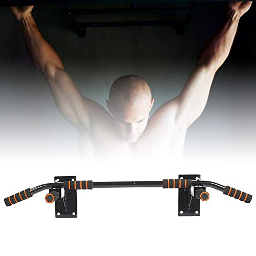 Professional Wall Mount Pull Up Bar Heavy Duty Chin Up Bar Strength Training Equipment for Home Gym Black Steel Construction with 6 Comfort Foam Grips