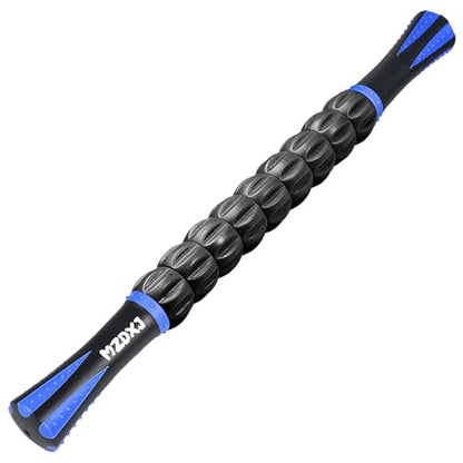 Muscle Roller Massage Roller Stick- Deep Tissue Fascia Blaster for Myofascial Pain Relief, Lymphatic Drainage & Body Sculpting, Handheld Physical Therapy & Recovery Tool (Blue black-18 inch)