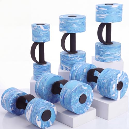 Lewtemi 6 Pcs Water Weights Pool Exercise Set, Aqua Exercise Dumbbells with Handle Strips, High-density Eva-foam Dumbbells for Water Aerobics, Pool Fitness - size: Multi-szie