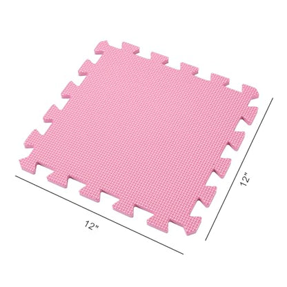 Easy Playhouse: 12 Soft Foam Floor Puzzle Tiles - Pink-Purple-White - 12" Interlocking Mat Pieces (4'x3'), Nursery, Playroom, Gym, Children & Adults