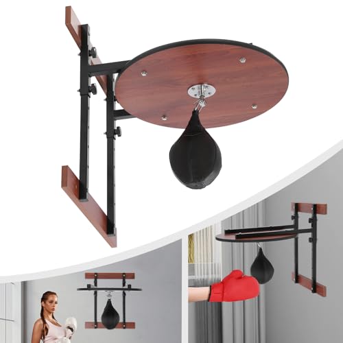 Speed Bag Platform Set, Adjustable Height Punching Bag Wall Mounted Fitness Training Punching Bag w/360° Ball Bearings for Reflex Coordination (Height-Adjustable Version)
