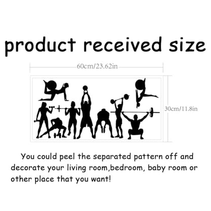 SUPERDANT ‌Strength Training‌ Wall Decals Workout‌ Wall Stickers Sport Wall Decor Decals Lift Weights Yoga Ball Vinyl Wall Decor for Gym Fitness Training Weight Room Gifts for Strength Trainers