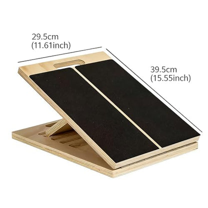 Adjustable Wooden Slant Board, Portable Calf Stretcher with Non-Slip Base, Heavy Duty Incline Board for Ankle Mobility, Squats and Home Gym Training