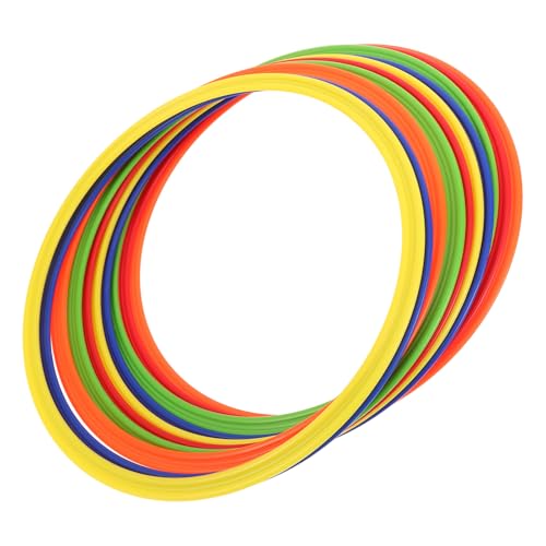 ibasenice 10 Pcs Agility Rings, Speed Training Hoops for Soccer Football Footwork Drills, Flexible Plastic Jumping Circles Sports Equipment, Multi-Color, 12 Inch