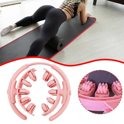 Leg Massage Tool with 20 Wheels Detachable Smooth Rolling 11x10.2x3.2inch Lightweight Multipurpose Adjustable, Pink