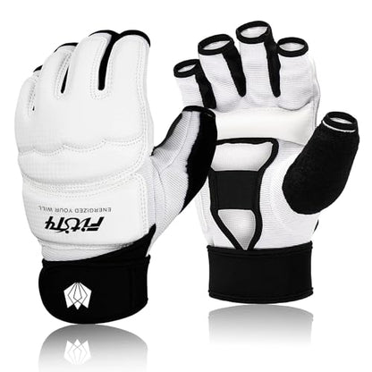FitsT4 Sports Half Mitts MMA UFC Training Boxing Punch Bag Martial Arts Gloves - color: White, size: Medium