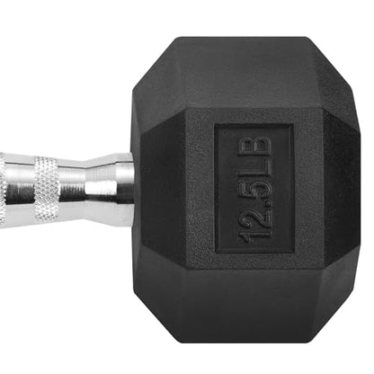 Hex Dumbbells Rubber Coated Cast Iron Hex Black Dumbbell Free Weights for Exercises - style: 12.5 Pounds / Pair