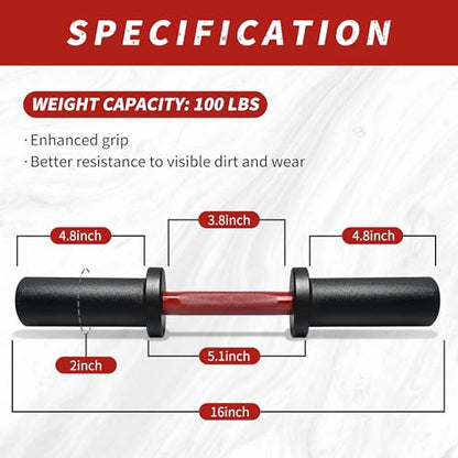16" Olympic Dumbbell Handle, Dumbbell Bar for 2-inch Olympic Weight Plates, Loadable Dumbbells for Home Gym Strength Training, 2 Pair of Spring Collars Included - color: Red