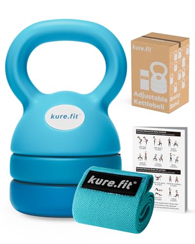 Adjustable Kettlebell | 5 lb - 12 lb | Kettlebell Weights Set for Home Gym | Full-Body Workouts, Strength Training, Weight Loss | Fabric Booty Band | Beginners & Women - color: Teal