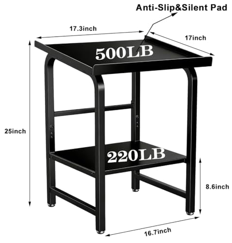 Adjustable Dumbbell Rack Weight Stand, 500LBS Heavy Duty Solid 2-Tier Kettlebell Storage Organizer, Full Rubber Anti-Slip Mat Space Saving Gym Rack for Home Garage (Rack Only, No Dumbbells)