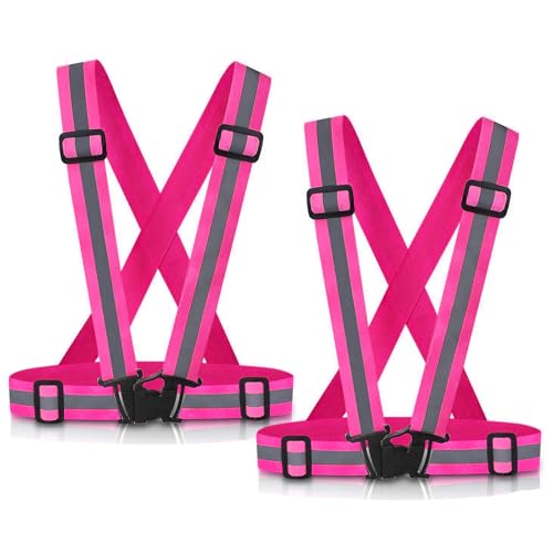 Reflective Vest Running Gear, 2-10Pack High Visible Safety VES - color: 2 x Pink