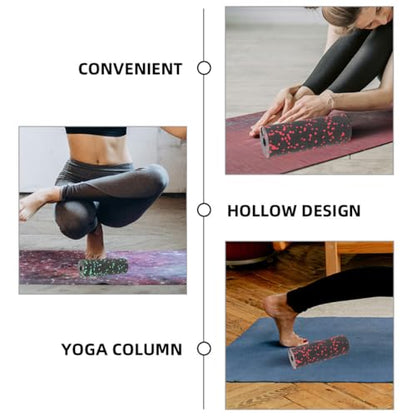 ORFOFE 2pcs Compact Exercise Roller Columns for Muscle Relaxation, Hollow Lightweight Fitness Foam Rollers, Back and Body Massage Tools for Travel and Home Use (Green Red)