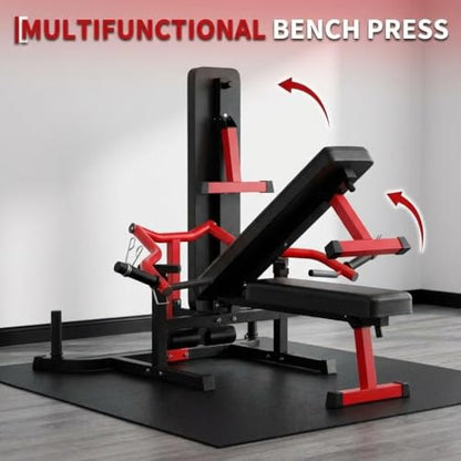 Chest Press Machine for Home Gym, 1050 LBS Weight Bench Press Machine, Adjustable Flat/Incline Bench Press with Independent Converging Arms, Multi-Functional Upper Body Workout Bench