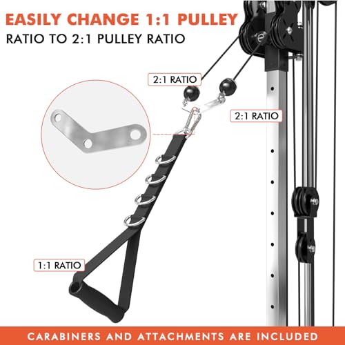 Mikolo Wall Mount Cable Station, Cable Crossover Machine with Dual Pulley System and 19/27 Adjustable Positions for Home Gym Fitness Equipment