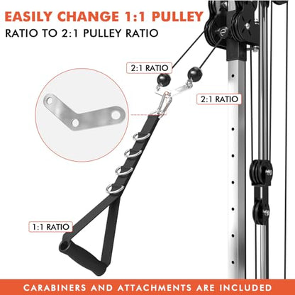 Mikolo Wall Mount Cable Station, Cable Crossover Machine with Dual Pulley System and 19/27 Adjustable Positions for Home Gym Fitness Equipment