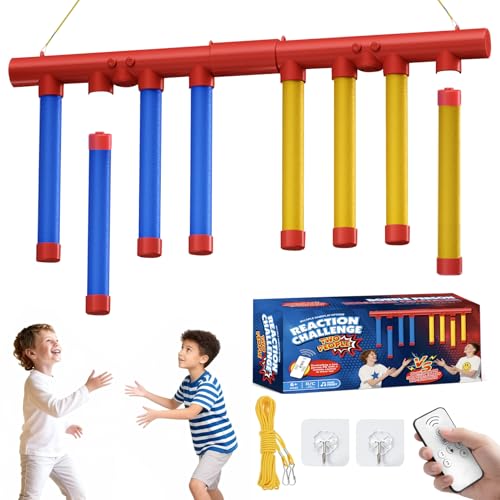 Reflex Drop Sticks Game, 3 Adjustable Speed Hand-Eye Coordination Toys, Remote Control, Catch Falling Sticks Game Reaction Training Challenge Toys for Adults & Kids