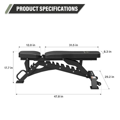 MAJOR FITNESS Weight Bench - 1300LBS Weight Capacity and 36 Adjustable Positions Strength Training Bench for Garage and Home Gym Workouts
