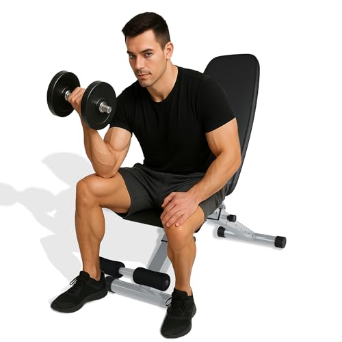 Adjustable Foldable Weight Bench for Home Gym, 800LBS Heavy Duty Strength Training Bench with Leg Extension, Incline Decline Flat Utility Bench for Full Body Workout Benches with Quick Folding