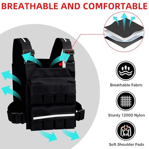 SUNRISING Weight Vest for Men Women，Adjustable Weighted Vests Strength and Endurance Training Fitness Workouts Tactical Running（Excluding Lead Blocks）