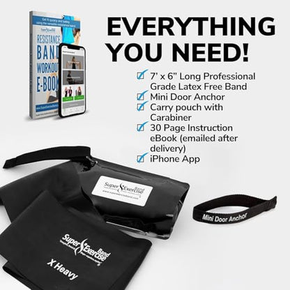 Resistance Bands for Working Out | 7Ft Long Resistance Bands |Super Exercise Bands with Carry Pouch and Door Anchor I Latex Free Workout Bands Including an Exclusive Workout App and E-Book