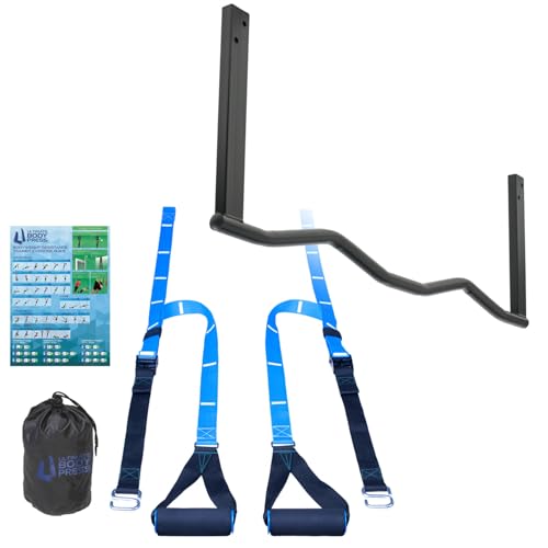 Ergonomic Joist Mount Pull Up Bar by Ultimate Body Press - color: Joist Mount Pull Up Bar and Strap System
