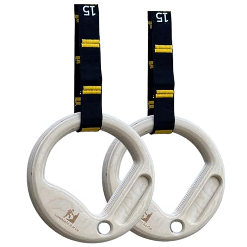 Name: Wood 32mm Gymnastic Rings with Finger Training hangboard | Wooden Gymnastics Rings | Portable Finger Training Board | Hang Grip Strengthener AU Gym Rings for Rock Climbing
