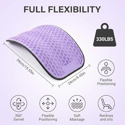 Back Stretcher for Spinal Decompression, Adjustable Lumbar Support Board, 360° Multi-Angle Support, PP+TPR, Extra-Wide, Supports up to 330 lbs
