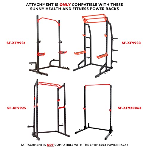 Sunny Health & Fitness Power Cage Squat Rack Upgrade Attachments, Dip Bar, Plate Bar Holder, Belt Squat, J Hook, Lat, Adapter, U Ring, Pull Up Bar, Landmine, Captain's Chair, Tricep Rope For Home Gym - style: Dip Bar