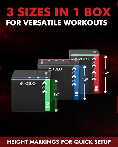 Mikolo 3-in-1 Foam Plyometric Box – Soft Jump Box with Solid Wood Core, High-Density Foam and Non-Slip Cover – No Assembly Required for Home Gym Workout - style: 20" x 18" x 16"