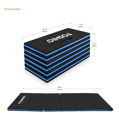 FOSHIO Foldable EVA Mat with Carrying Handles - Thick Kneeling Mat for Mechanics, Garage, Picnicking, Gardening, Camping, Home Gym - color: Blue