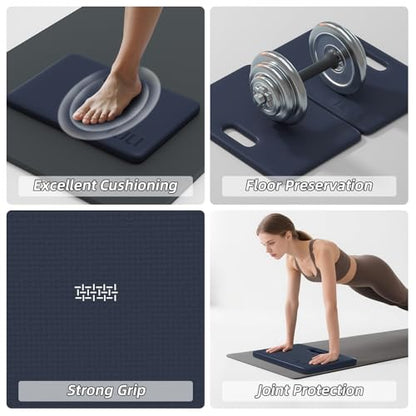 ILILI Yoga Knee Pad Foldable, TPE Soft Pad 24*17*0.5inch (Folding Size 17*12*1inch) for Knee Push-ups, Plank Support＆Elbow/Knee Support, Portable and Lightweight for Yoga Pilates, Fitness Exercise, Outdoor