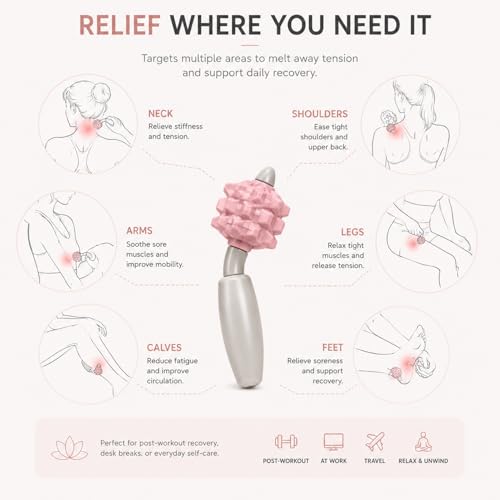 Portable Massage Tool for Muscle Relief, Trigger Point Roller Stick for Deep Tissue Massage, Handheld Recovery Tool for Neck, Back, Legs, Arms & Feet