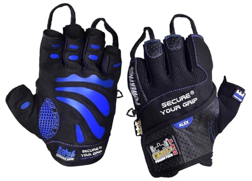 Gym Gloves Protect Your Hands & Improve Your Grip Weightlifting Grips - color: Blue, size: Large