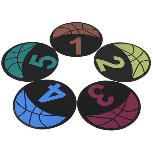 10 PCS Basketball Spot Markers, Multi-Colored Anti-Slip Sports Training Markers, 9 Inches Basketball Training Markers, Round Flat Floor Markers with Number Dots for Teaching & Training