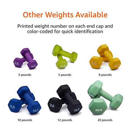 Amazon Basics Neoprene Dumbbell Hand Weights for Exercise and Muscle Toning - style: 12 Pound, Pair