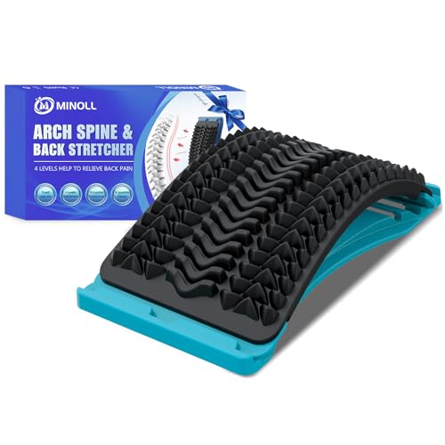 Back Stretcher for Lower Back Pain Relief, Multiple Level Adjustable Arch Lumbar Back Cracker Board, Back Cracking Device, Back Massager for Scoliosis, Spine Decompression Support - color: Dark Blue