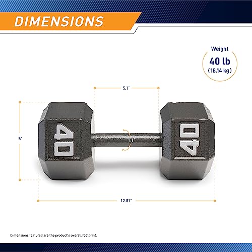 Marcy Cast Iron Hex Dumbbells Collection - Available size from 3-lb to 100-lb, SOLD INDIVIDUALLY - style: 40lbs