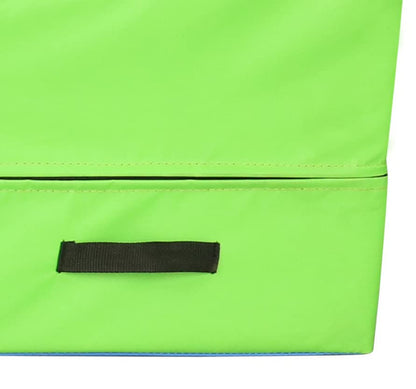 PRISP Folding Incline Gym Mat - Extra Long 71 x 28 x 14 in Wedge Gymnastics Tumbling Mat for Kids - color: Green; Blue