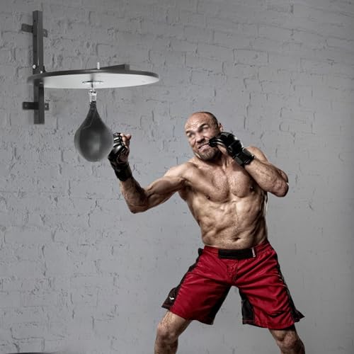 Heavy Duty Adjustable Speed Bag Platform Kit with Punching Ball, Wall Mounted Fitness Ball Boxing Reaction Training Equipment,Speed Bag Platform for Punching, Training, Boxing, Exercise - color: Black 2