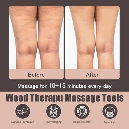 Wooden Massage Tool Set, 7-Piece Body Massage Kit for Home Use, Manual Included