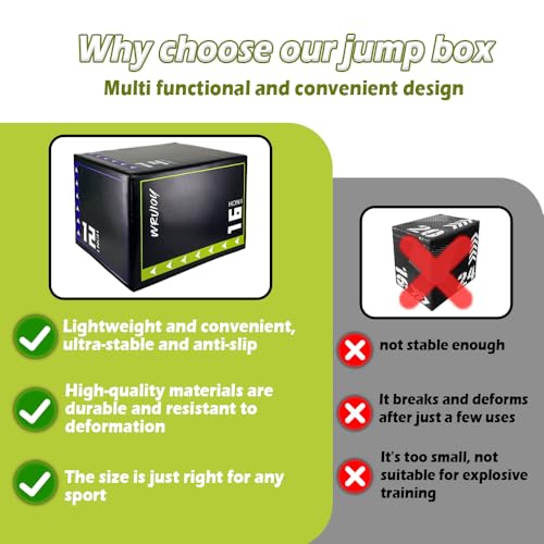 3-in-1 Exercise Box Jump Adjustable Heights Foam Box Jumps for Home Gym Step-Ups Training